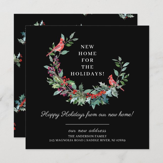 Nuevo Hogar para las Fiestas Anuncio de Mudanza (Anverso / Reverso)