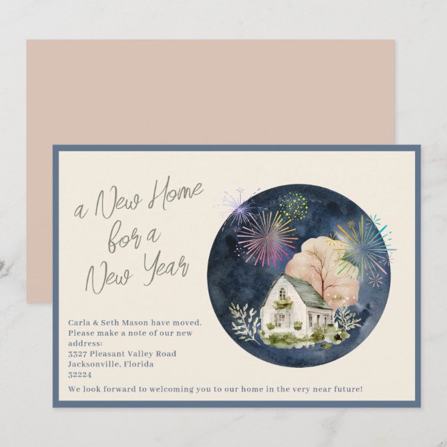 Nuevo hogar | Tarjeta de Invitación de Año Nuevo (Anverso / Reverso)