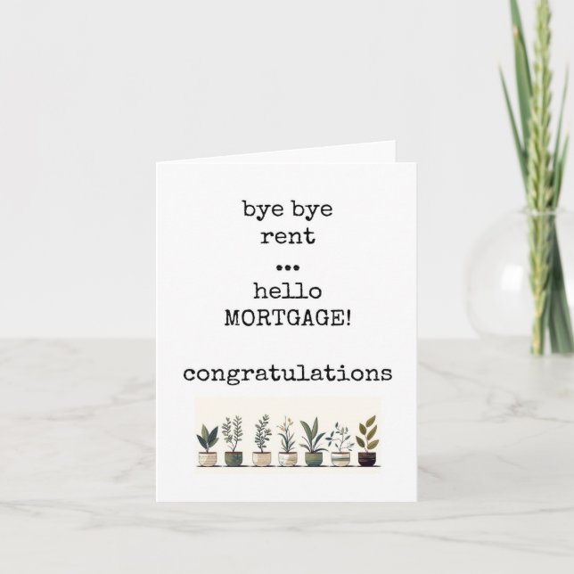 Nuevo hogar, tarjeta divertida, sarcástica, para e (Anverso)