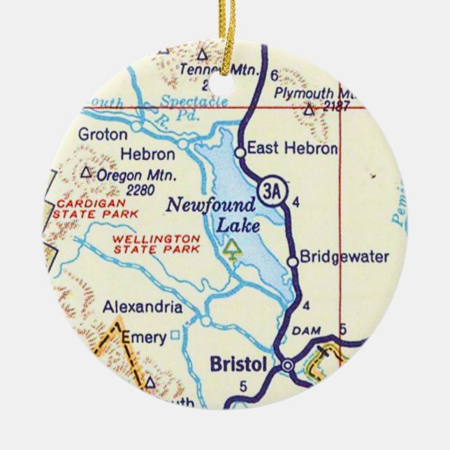 Nuevo lago, NH Mapa Ornamento de Navidad (Frente)