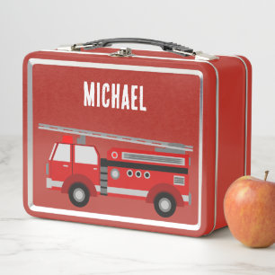 ¡NUEVO! Lunchbox - Firetruck (añadir nombre) Metal