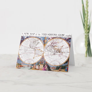 Nuevo Mapa De La Terraqueosa Tarjeta De Saludo De 