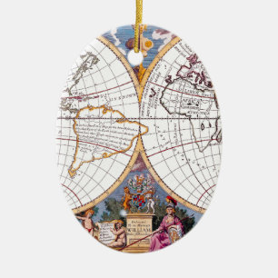 Nuevo Mapa Del Terraqueoso Ornamento De Oval De Gl