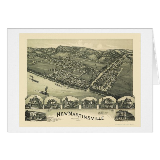 Nuevo Martinsville, mapa panorámico de WV - 1899 (Anverso (Horizontal))