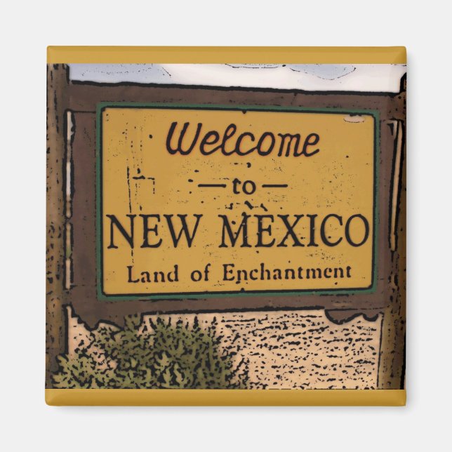 Nuevo México: imán artístico de señas de bienvenid (Frente)