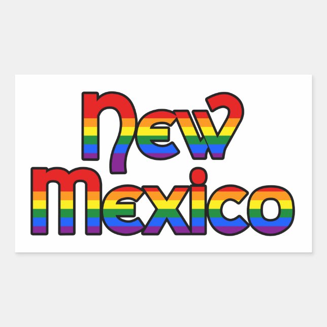 Nuevo México Pegatinas de texto arcoiris (Anverso)