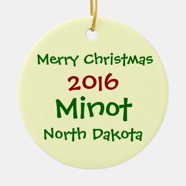 NUEVO ORNAMENTO DE 2016 NAVIDAD DE MINOT DAKOTA (Frente)