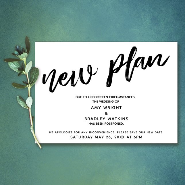"Nuevo plan" de Invitación Boda pospuesta (Subido por el creador)
