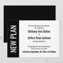 Nuevo plan en negrita, Invitación Boda pospuesta