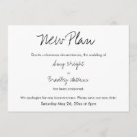 "Nuevo plan" Invitación casual pospuesta de Boda