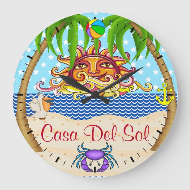 Nuevo reloj de pared del océano de Sun de la playa (Anverso)