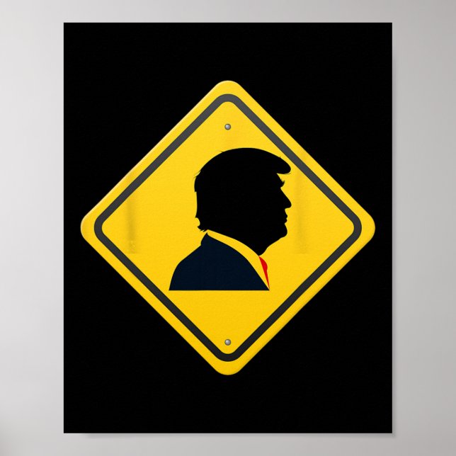 ¡Nuevo! Señal de Tráfico Amarilla Trump de Ceder - (Frente)