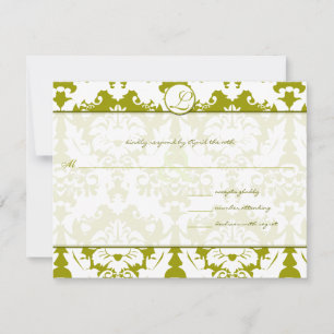 Nuevo tamaño Olive Lime Damask Wedding RSVP