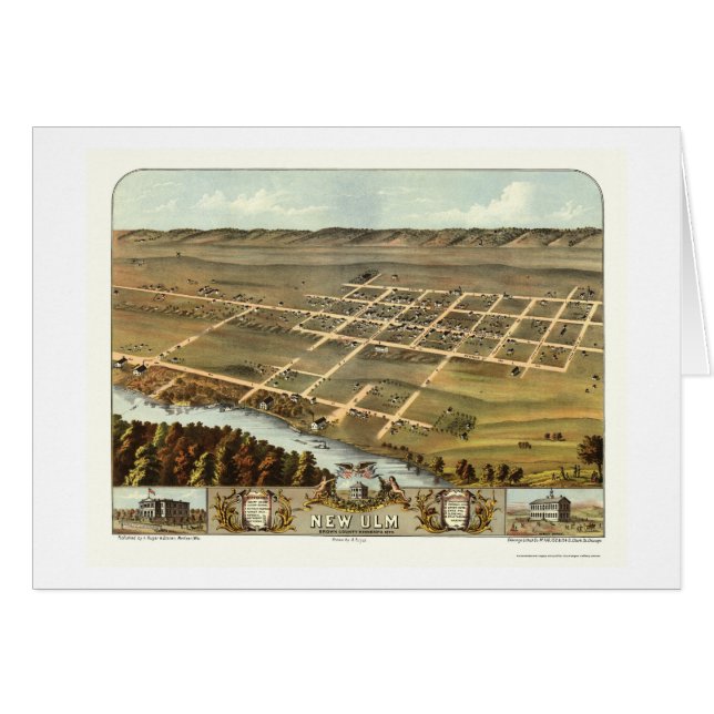 Nuevo Ulm, mapa panorámico del manganeso - 1870 (Anverso (Horizontal))