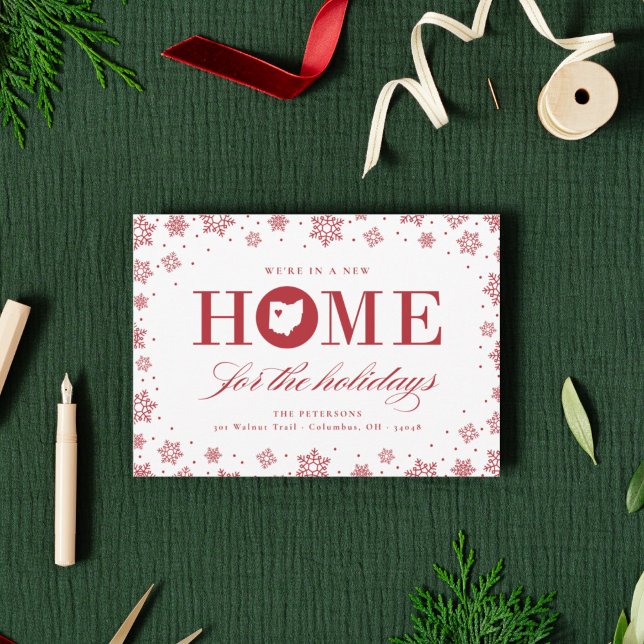 Nuevos Navidades de casa Ohio Moving Invitación (Ohio moving announcement Christmas card)