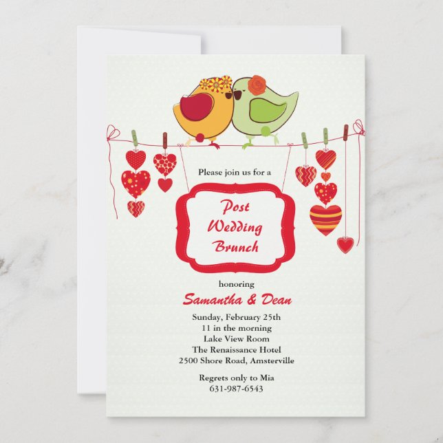 Nuevos pares - invitación del brunch de la boda (Anverso)