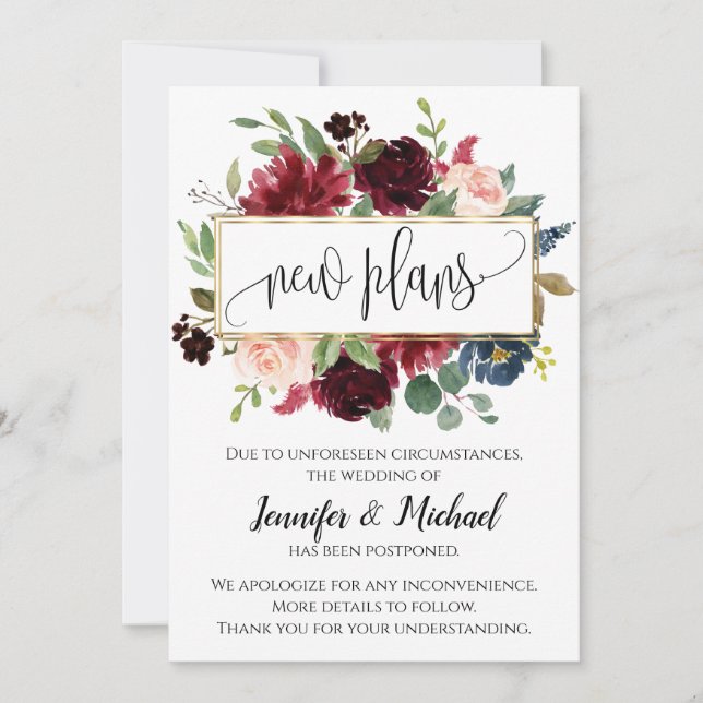 Nuevos planes pospuestos anuncio floral cancelado (Anverso)