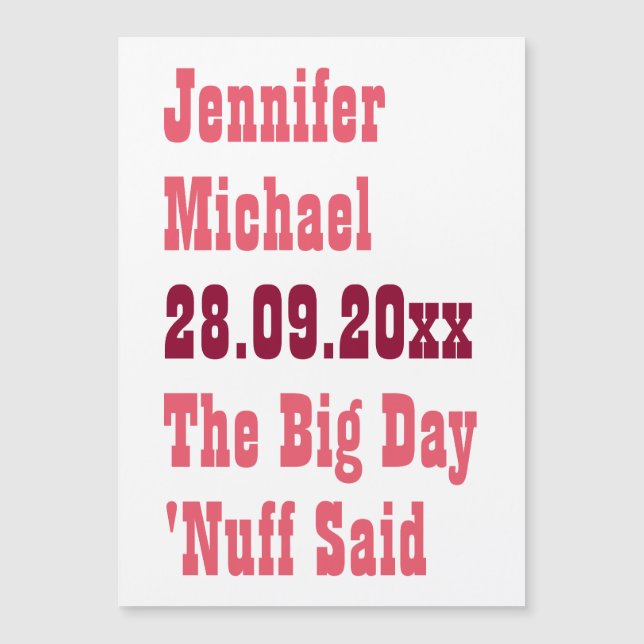 Nuff Said Funny Rustic Wedding Save The Date Card (Anverso)