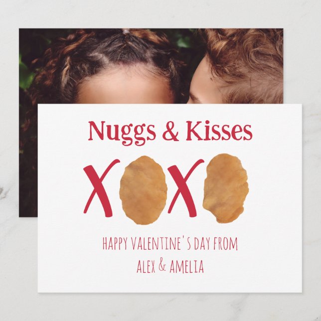 Nuggs y besos nuggets de pollo Pun Valentine Photo (Anverso / Reverso)