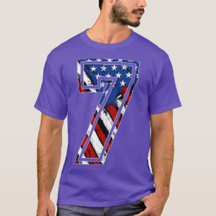 Number 7 Red White and Blue American Flag 7 Jersey