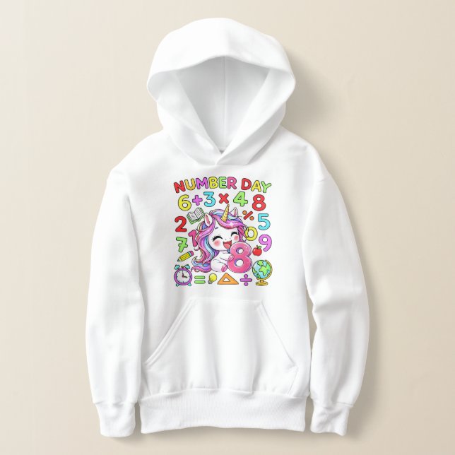 Number Day Unicorn Math Numbers Hoodie (Distribución )