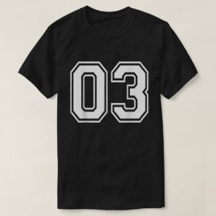 Número 03 Equipo Deportivo Varsity Jersey 03º cump