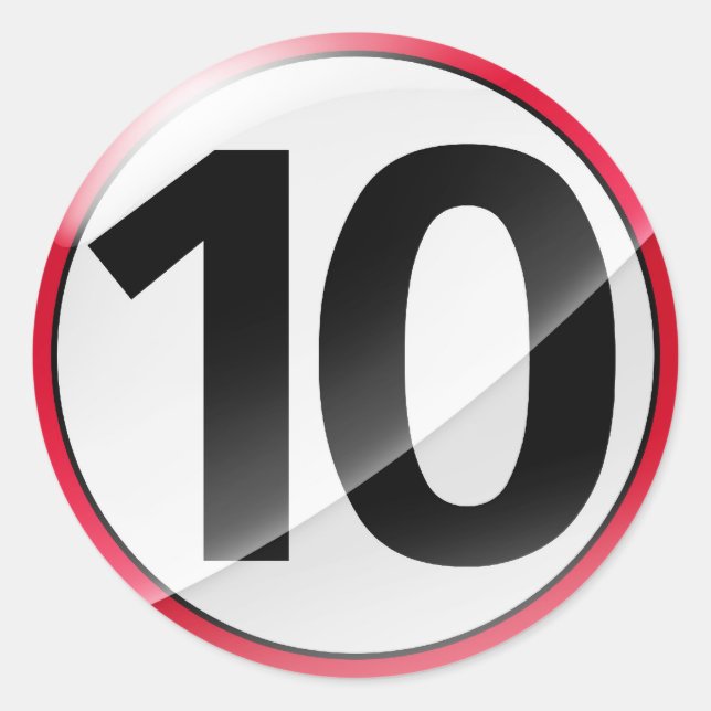 Número 10 pegatina rojo (Anverso)