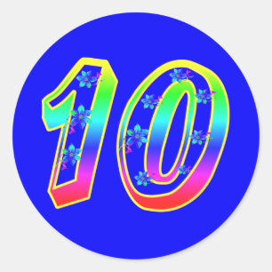 Número 10 Pegatinas de la fiesta de cumpleaños