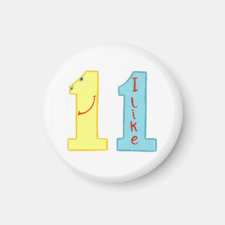Número 11 imán con amarillo, azul y rojo