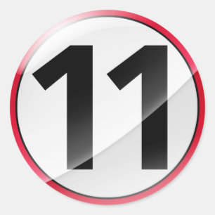 Número 11 pegatina rojo