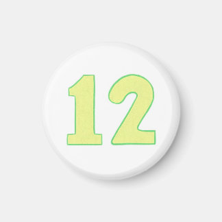 Número 12 imán con amarillo y verde