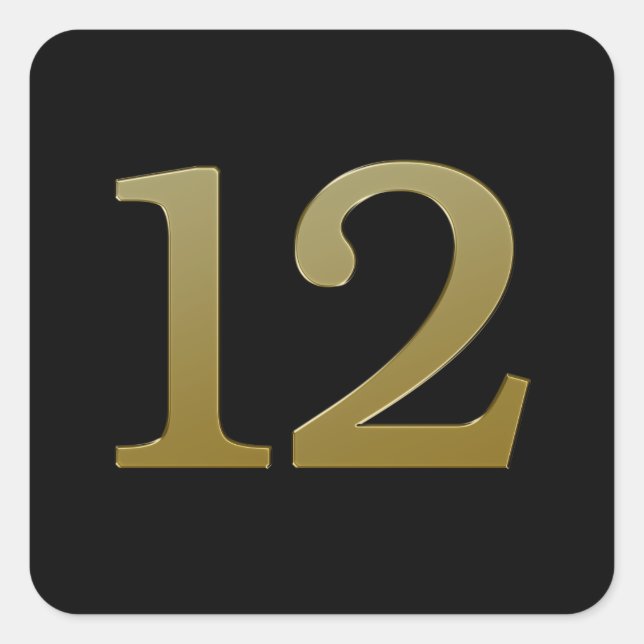 Número 12 Pegatina de Gold Square (Anverso)