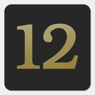 Número 12 Pegatina Gold Square