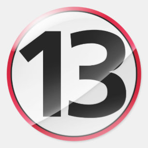 Número 13 pegatina rojo