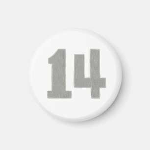 Número 14 imán en plata y gris