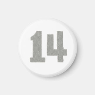 Número 14 imán en plata y gris