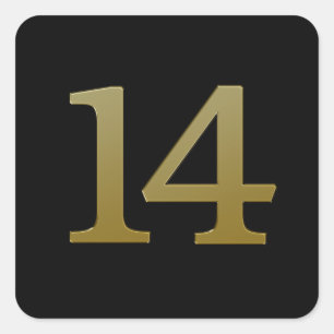 Número 14 Pegatina Gold Square