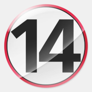 Número 14 pegatina rojo