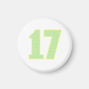 Número 17 imán en verde lima y amarillo