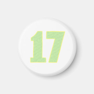 Número 17 imán en verde lima y amarillo