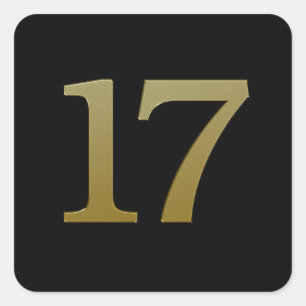 Número 17 Pegatina Gold Square