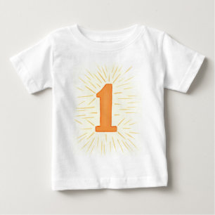 Número 1 en camisetas Naranjas y amarillas