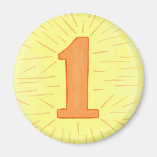 Número 1 en imanes Naranja y amarillo (Frente)