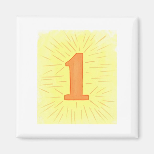 Número 1 en imanes Naranja y amarillo (Frente)