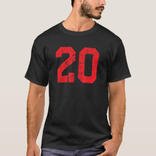 Número #20 Deportes Jersey Rojo Molesto Vintage Lu