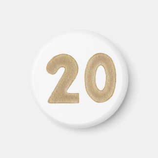Número 20 en oro en imanes