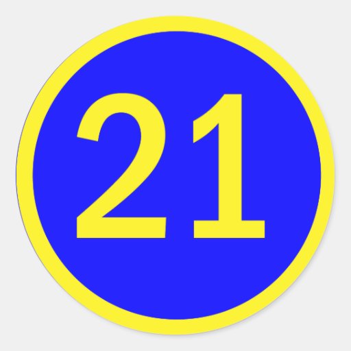 número 21 en un círculo pegatina redonda | Zazzle