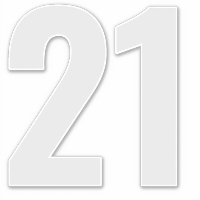 Número 21 Pegatina gris y blanco plateado (Anverso)