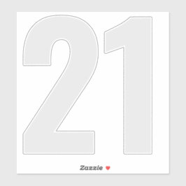 Número 21 Pegatina gris y blanco plateado