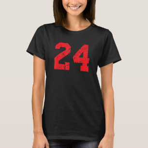 Número 24 Sports Jersey Red Distressed Vintage Lu